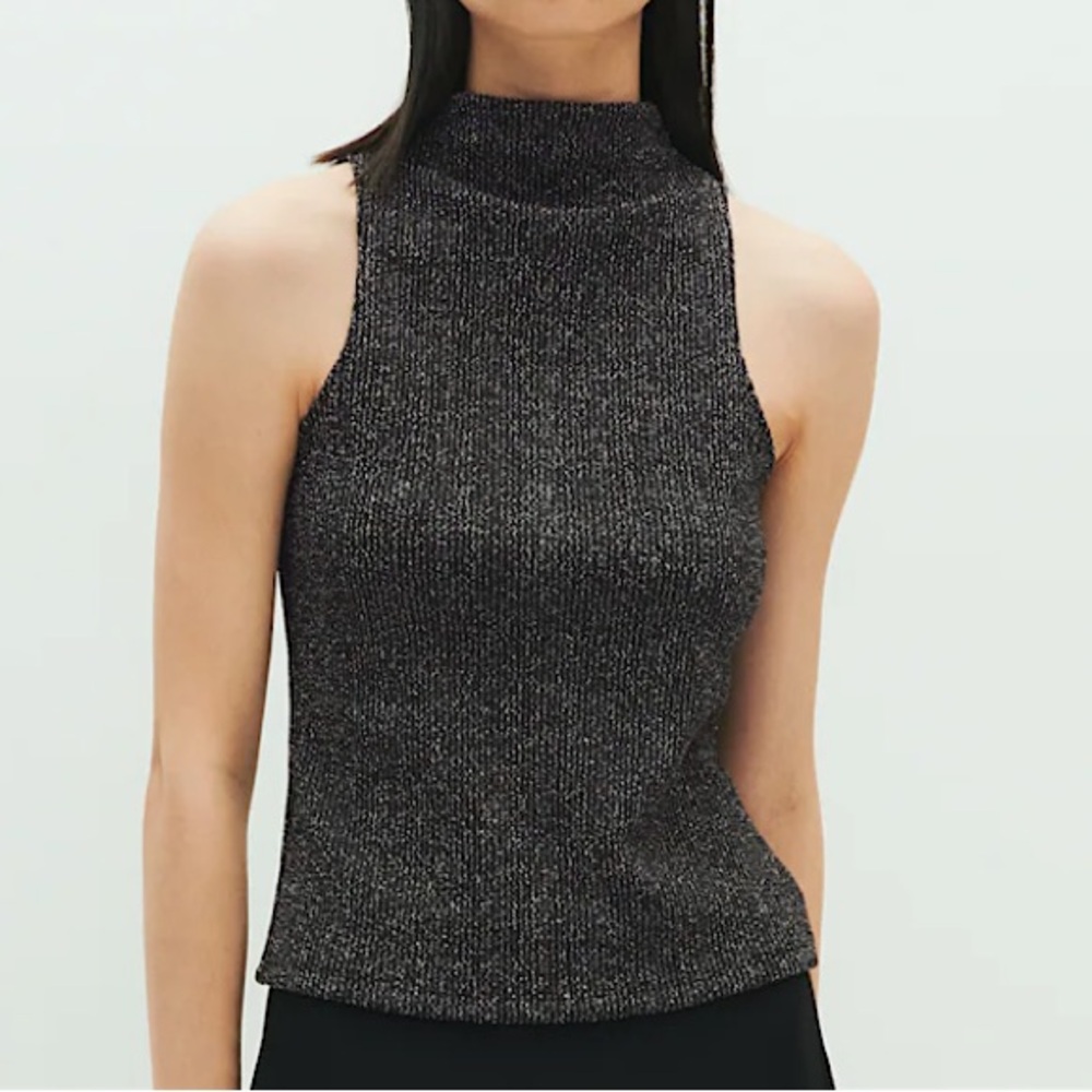 ⭐️(3/$25) NWT H&M Glittery Mock Turtleneck Sleeveless Top